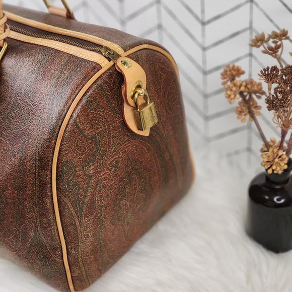 Authentic pre-owned Etro Bordeaux Paisley Boston Bag - Picture 4 of 16